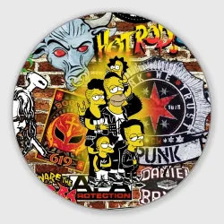 Круглый коврик для мышки Simpson's & Punk's not dead! Motto!