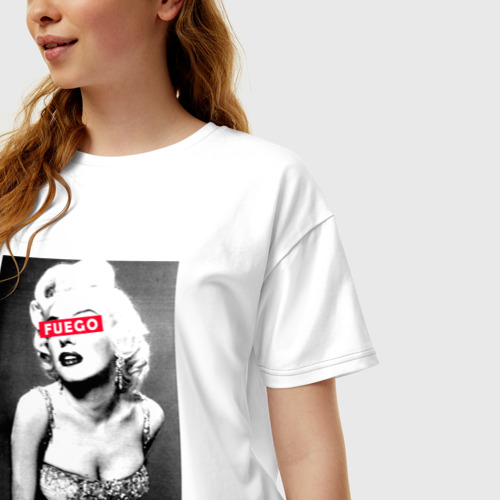 Женская футболка хлопок Oversize с принтом Fuego, фото на моделе #1