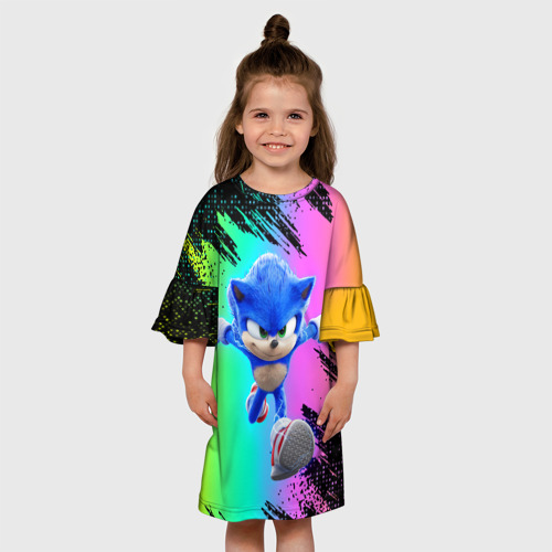 Детское платье 3D Sonic neon, цвет 3D печать - фото 4