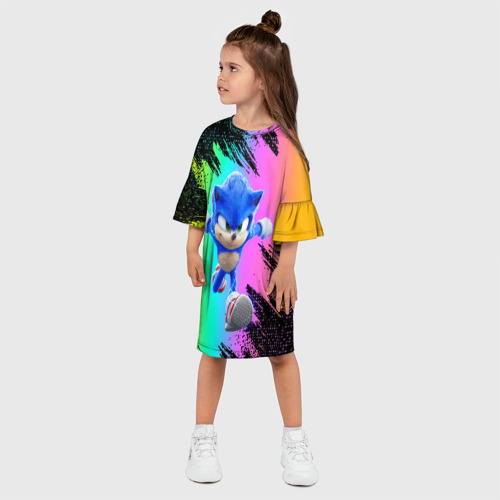 Детское платье 3D Sonic neon, цвет 3D печать - фото 3