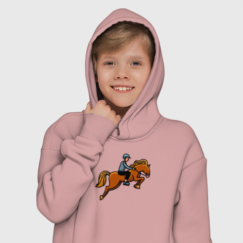 Детское худи Oversize хлопок Наездник на лошади, цвет пыльно-розовый - фото 12