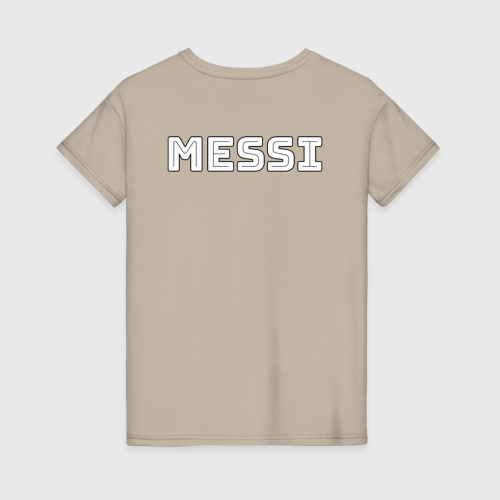 Женская футболка хлопок с принтом Месси Text, вид сзади #1