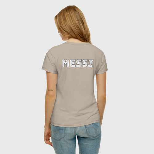 Женская футболка хлопок с принтом Месси Text, вид сзади #2