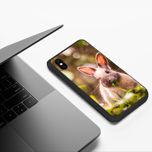 Чехол для iPhone XS Max матовый Милый кролик, цвет черный - фото 5