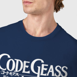 Футболка с принтом Code geass лого для мужчины, вид на модели спереди №4. Цвет основы: темно-синий