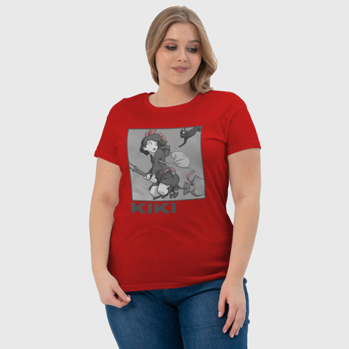 Женская футболка хлопок Испуганная Кики, цвет красный - фото 6