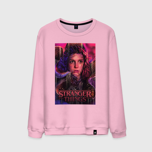 Мужской свитшот хлопок Stranger Things Eleven, цвет светло-розовый