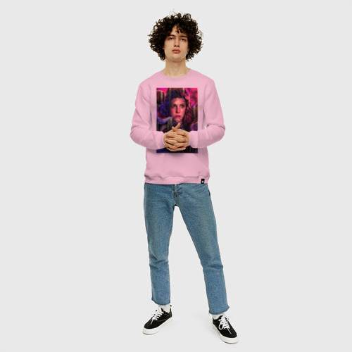 Мужской свитшот хлопок Stranger Things Eleven, цвет светло-розовый - фото 5