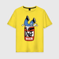 Женская футболка хлопок Oversize Duff beer - любимое пиво Гомера Симпсона