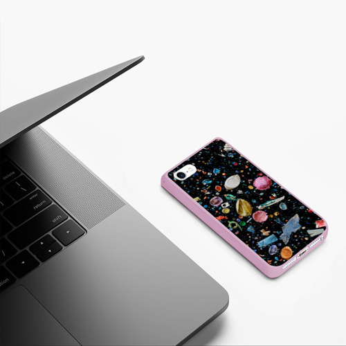 Чехол для iPhone 5/5S матовый Космический мусор, цвет розовый - фото 5