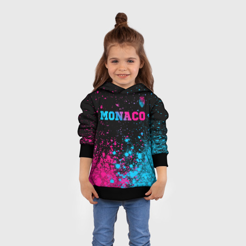 Детская толстовка 3D Monaco - neon gradient: символ сверху, цвет черный - фото 4