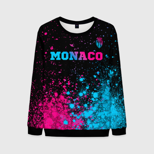 Мужской свитшот 3D с принтом Monaco - neon gradient: символ сверху, вид спереди #2
