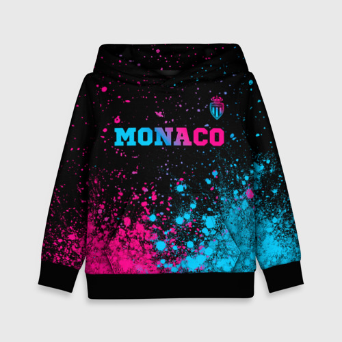 Детская толстовка 3D Monaco - neon gradient: символ сверху, цвет черный