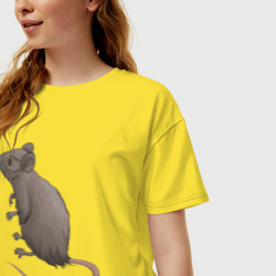 Женская футболка хлопок Oversize Задумчивая мышь - фото 2