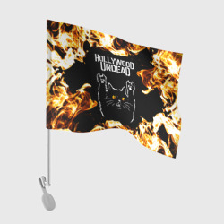 Флаг для автомобиля Hollywood Undead рок кот и огонь