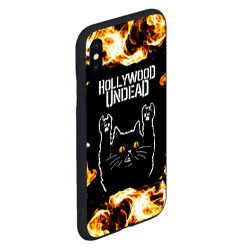 Чехол для iPhone XS Max матовый Hollywood Undead рок кот и огонь - фото 2