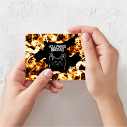 Поздравительная открытка Hollywood Undead рок кот и огонь - фото 2