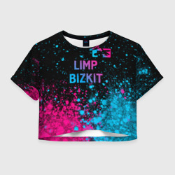 Женская футболка Crop-top 3D Limp Bizkit - neon gradient: символ сверху