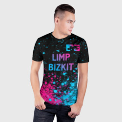 Мужская футболка 3D Slim Limp Bizkit - neon gradient: символ сверху - фото 2
