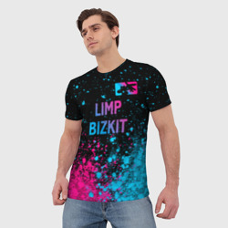 Мужская футболка 3D Limp Bizkit - neon gradient: символ сверху - фото 2