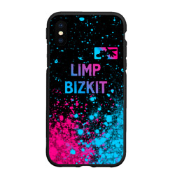 Чехол для iPhone XS Max матовый Limp Bizkit - neon gradient: символ сверху