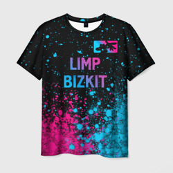 Мужская футболка 3D Limp Bizkit - neon gradient: символ сверху