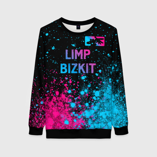 Женский свитшот 3D Limp Bizkit - neon gradient: символ сверху, цвет 3D печать