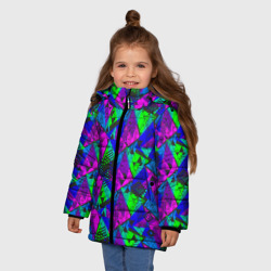 Зимняя куртка для девочек 3D Неоновый абстрактный геометрический  узор - фото 2