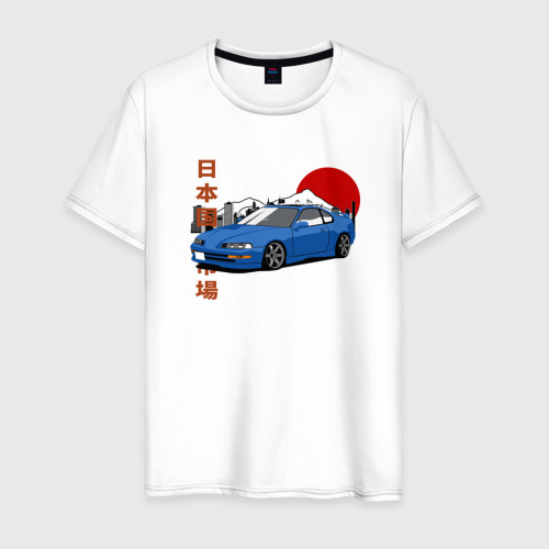 Мужская футболка из хлопка с принтом Honda Prelude Japanese Retro Car, вид спереди №1
