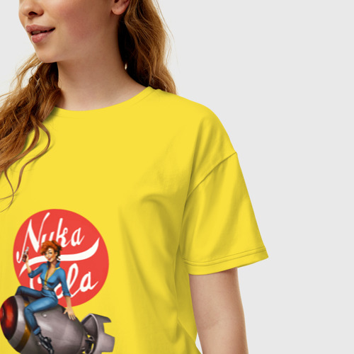 Женская футболка хлопок Oversize с принтом Nuka - cola bomb, фото на моделе #1