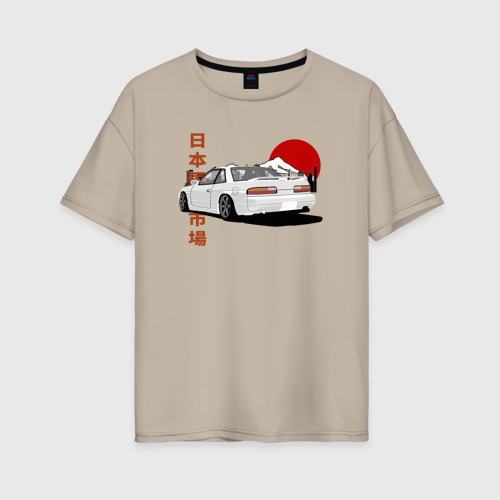 Женская футболка хлопок Oversize Nissan Silvia s13 JDM Retro Car, цвет миндальный