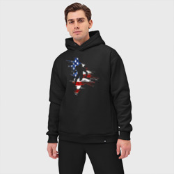 Мужской костюм oversize хлопок Игрок в американский футбол на флаге США - фото 2