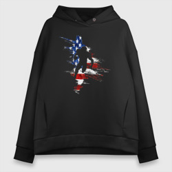 Женское худи Oversize хлопок Игрок в американский футбол на флаге США