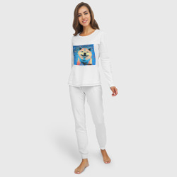 Женская пижама с лонгсливом хлопок Собака-улыбака - фото 2