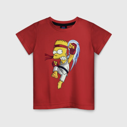 Детская футболка хлопок Боец Барт Симпсон - чёрный пояс