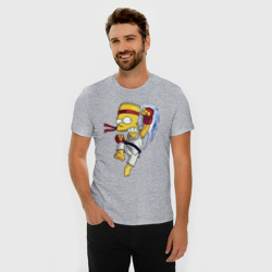 Мужская футболка хлопок Slim Боец Барт Симпсон - чёрный пояс - фото 2