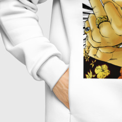 Худи с принтом Onizuka fuck для женщины, вид на модели спереди №6. Цвет основы: белый