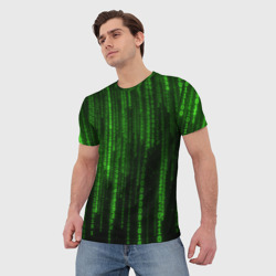 Мужская футболка 3D Двоичный код зеленый - фото 2