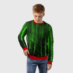 Детский свитшот 3D Двоичный код зеленый - фото 2
