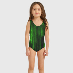 Детский купальник 3D Двоичный код зеленый