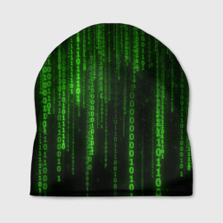Шапка 3D Двоичный код зеленый