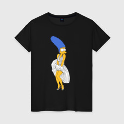 Женская футболка хлопок Мардж Симпсон в позе Мэрилин Монро