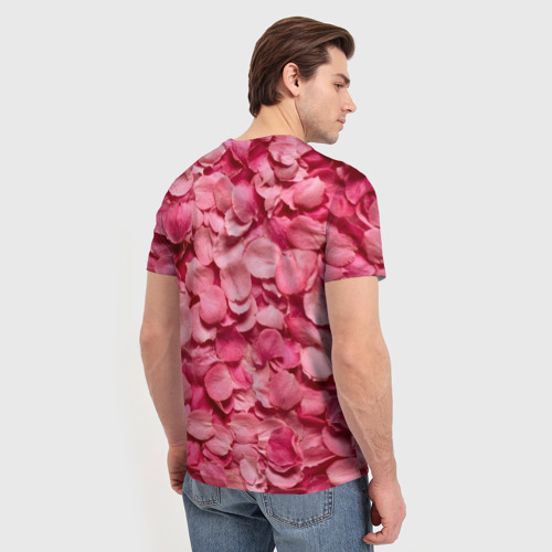 Мужская футболка 3D с принтом Лепестки прекрасных роз, вид сзади #2