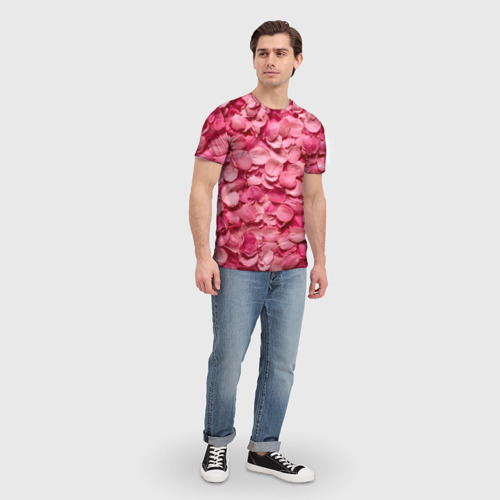 Мужская футболка 3D с принтом Лепестки прекрасных роз, вид сбоку #3