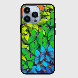 Чехол для iPhone 13 Pro Бабочки и радуга