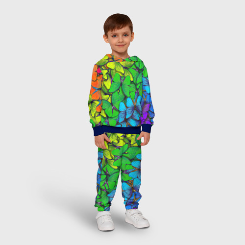 Детский костюм с толстовкой 3D Бабочки и радуга, цвет синий - фото 3