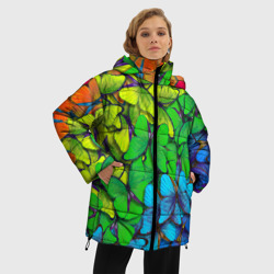Женская зимняя куртка Oversize Бабочки и радуга - фото 2