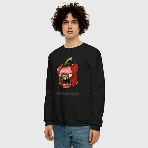 Мужской свитшот хлопок с принтом Боевой овощ, фото на моделе #1