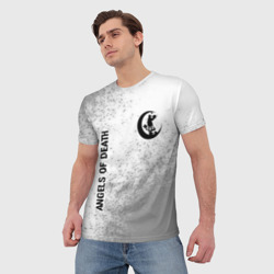 Мужская футболка 3D Angels of Death glitch на светлом фоне: надпись, символ - фото 2