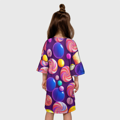 Детское платье 3D с принтом Сладости для радости, вид сзади #2